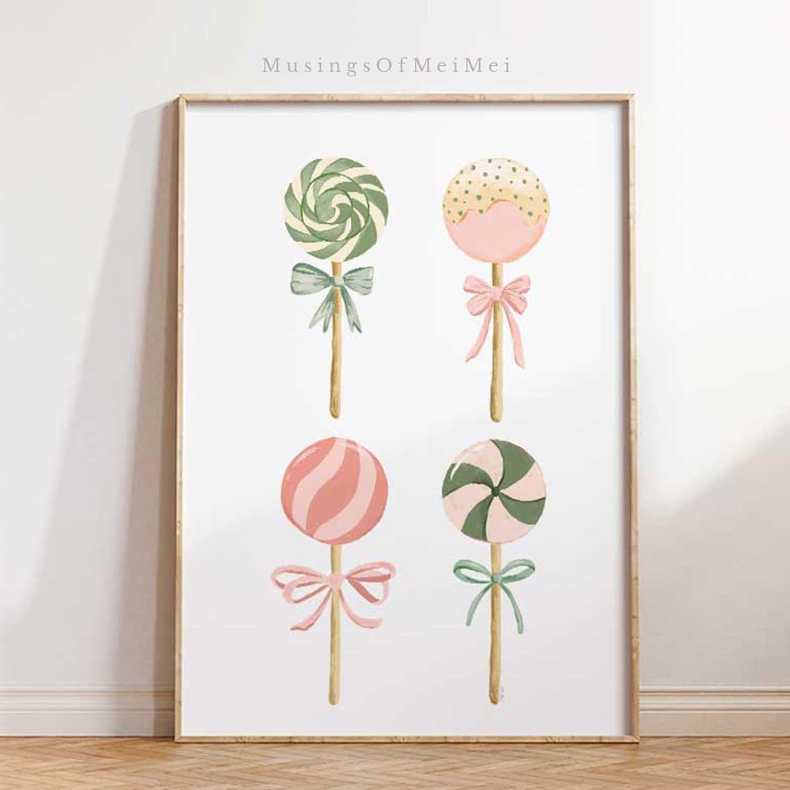 Pastel Lollipop Art Print, Cute Kids Room Decor