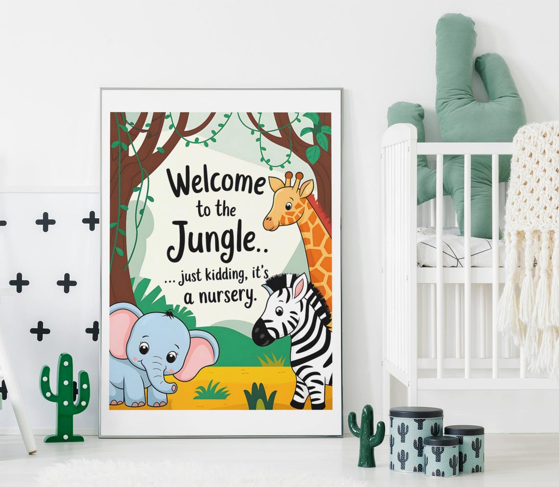 Baby Nursery Wall Art Baby Animals Cute Prints New Parent Gifts Funny Nursery Artwork Baby Shower Gifts Safari Nursery Art - Image 2