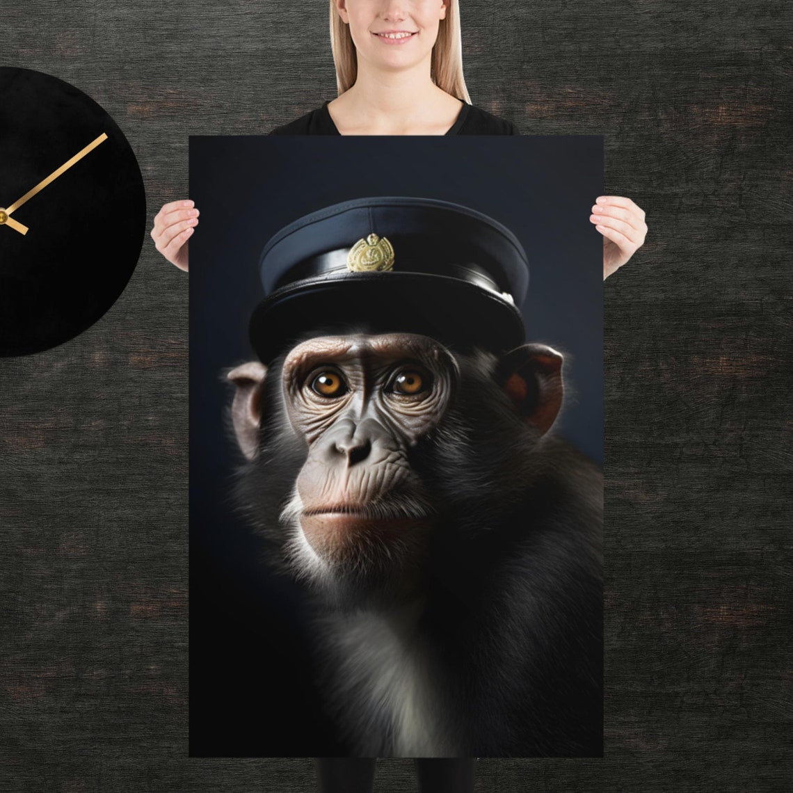Police Monkey Cute Animal Poster Fancy Portrait Unique Art Detective