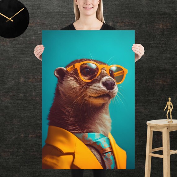Otter 80s Style Retro Poster Eighties Wall Art Living Room Funny Decor