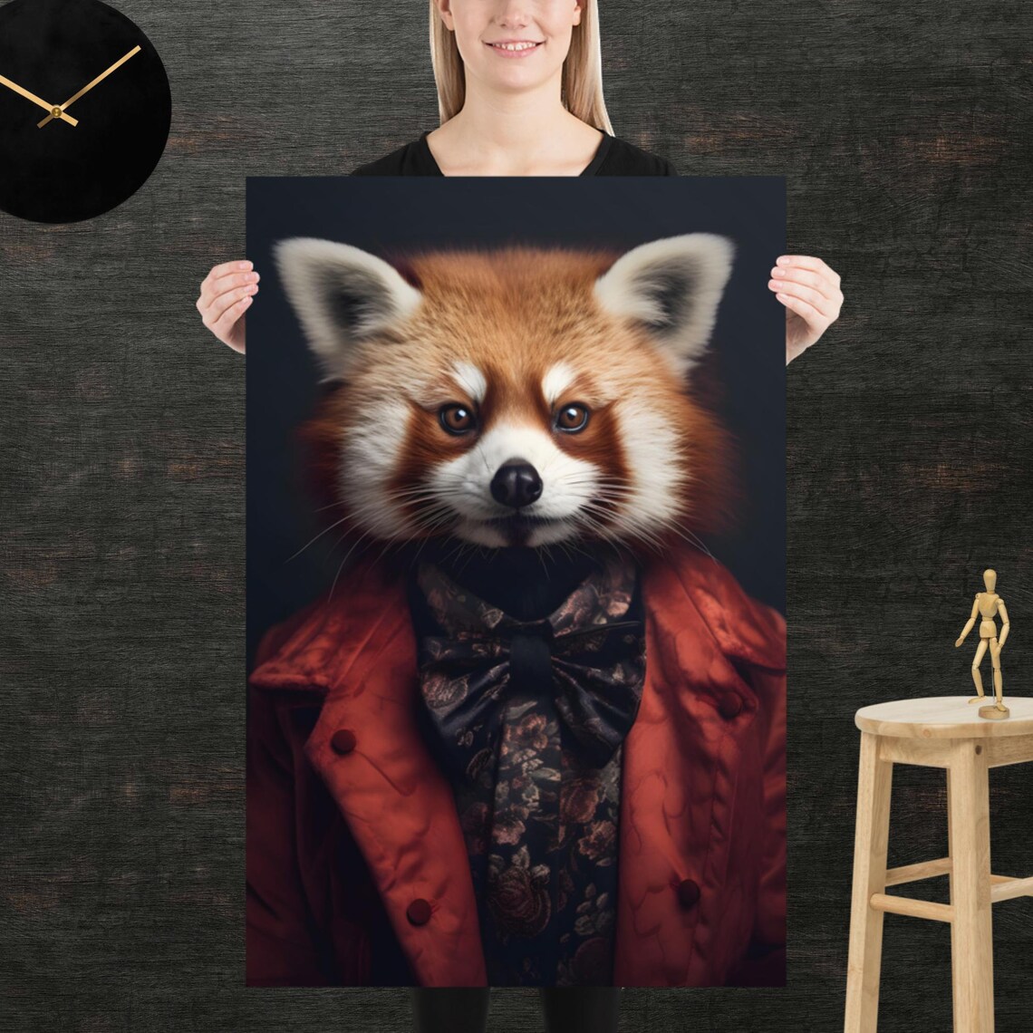 Red Panda 80s Style Retro Poster Eighties Wall Art Living Room Funny Decor