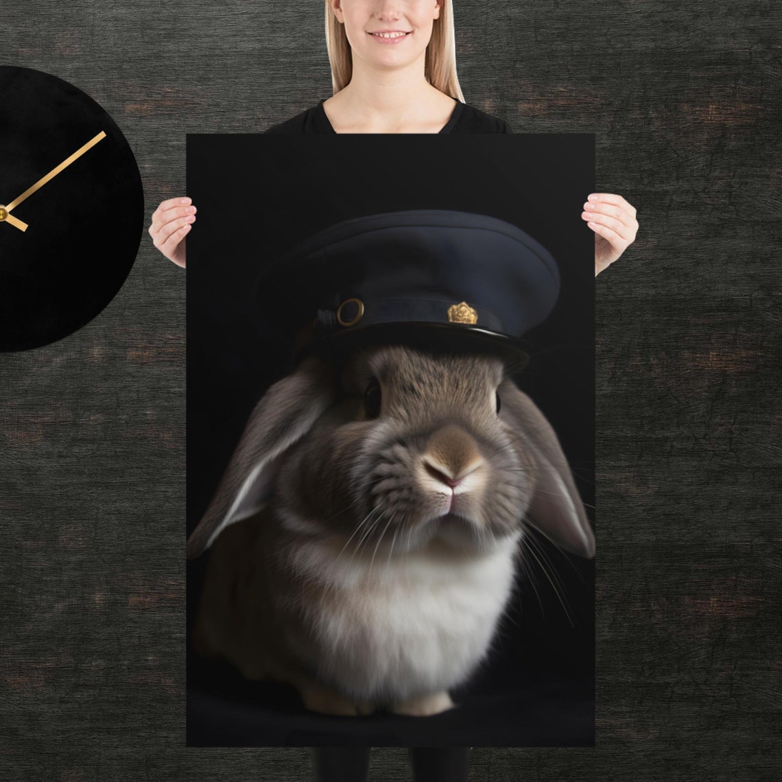 Police Rabbit Cute Animal Poster Fancy Portrait Unique Art Detective