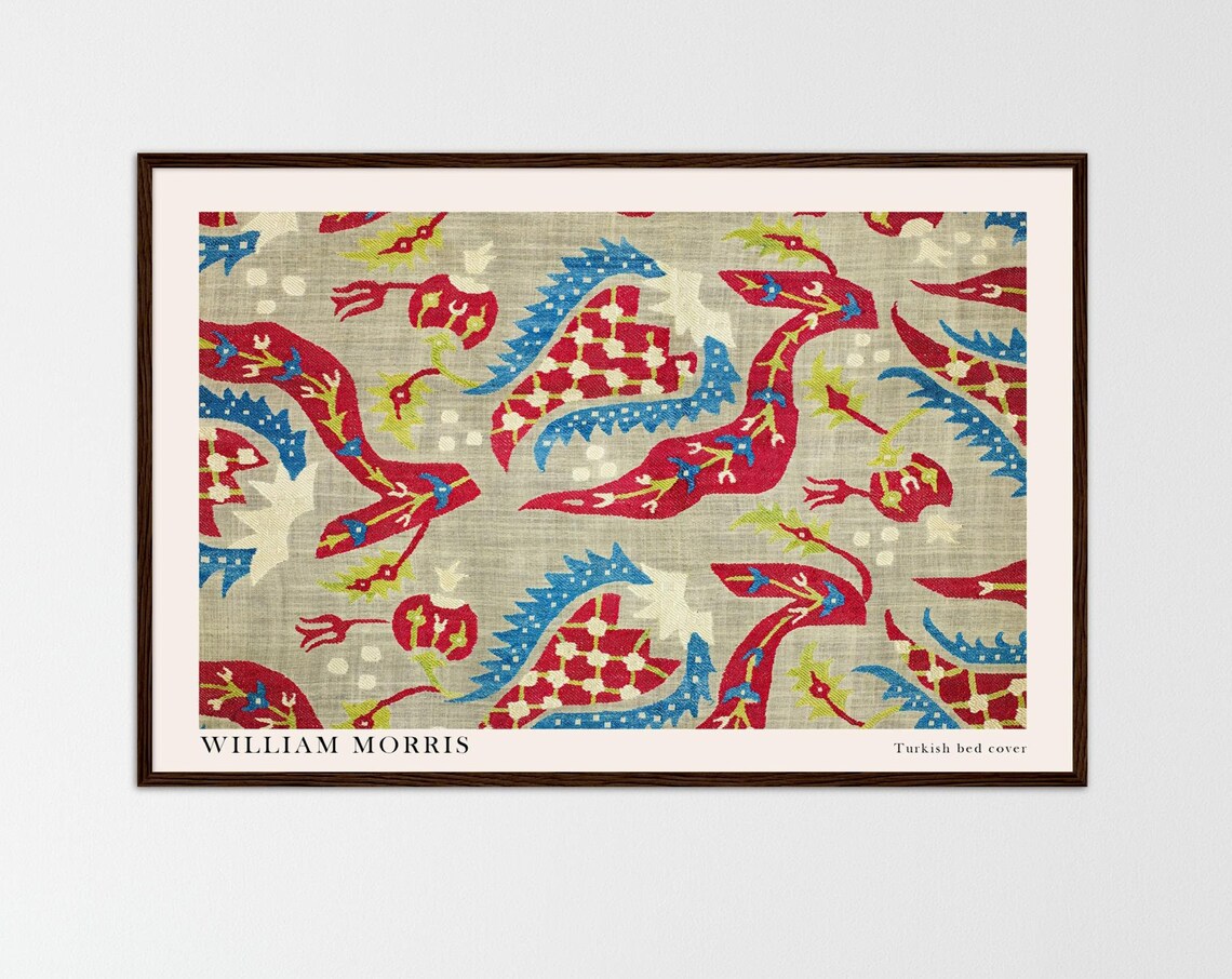 William Morris Exhibition Poster, Vintage Floral Art