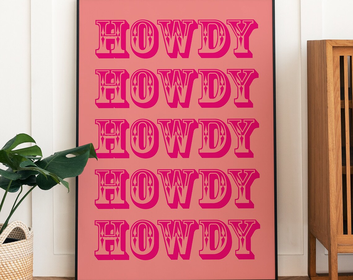 Howdy Typography, Western Cowboy Poster Art