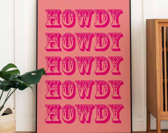 Howdy Typography, Western Cowboy Poster Art