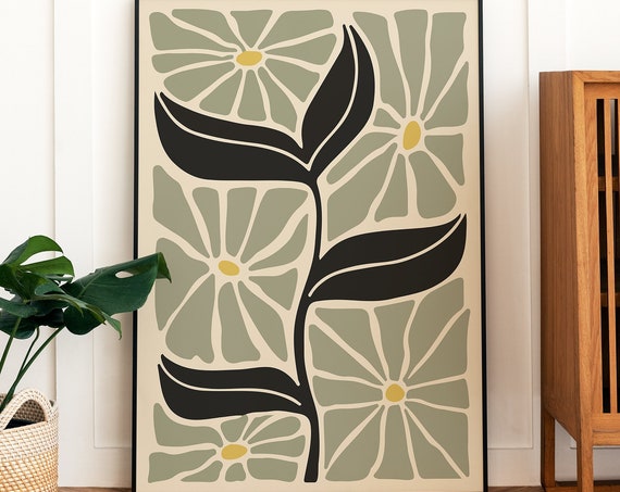 Botanic Sage Retro Travel Poster