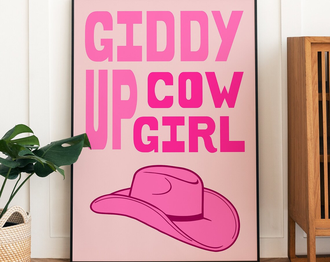 Giddy Up Cowgirl Typography Poster, Western Decor