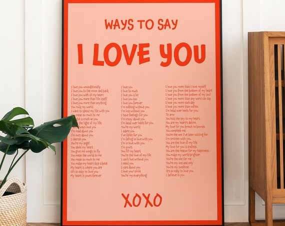 I Love You Typography, Retro Boho Decor