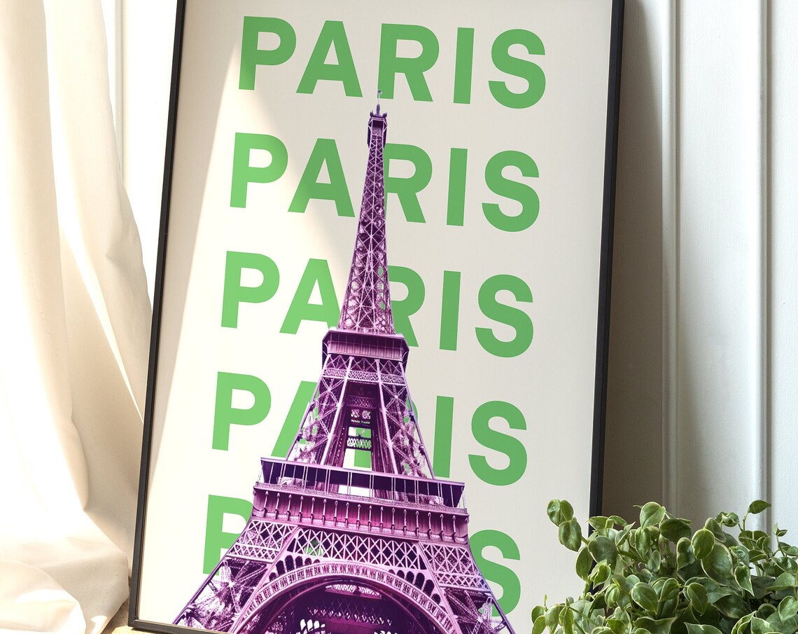 Paris City Poster, Funky Trendy Travel Art