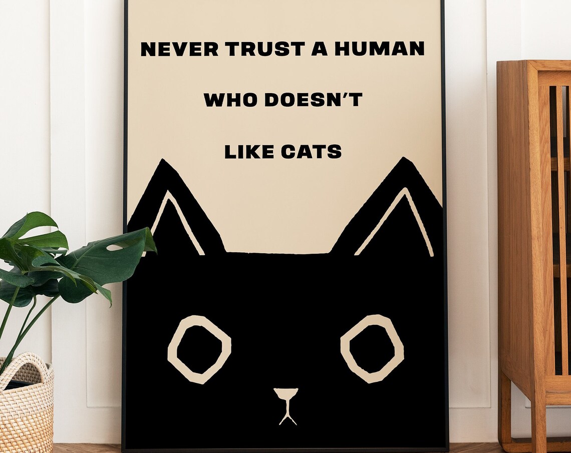 Black Cat Quote, Minimalist Typography Art Print