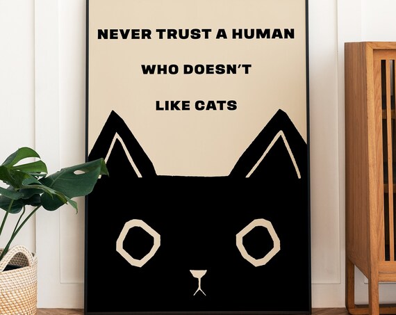 Black Cat Quote, Minimalist Typography Art Print