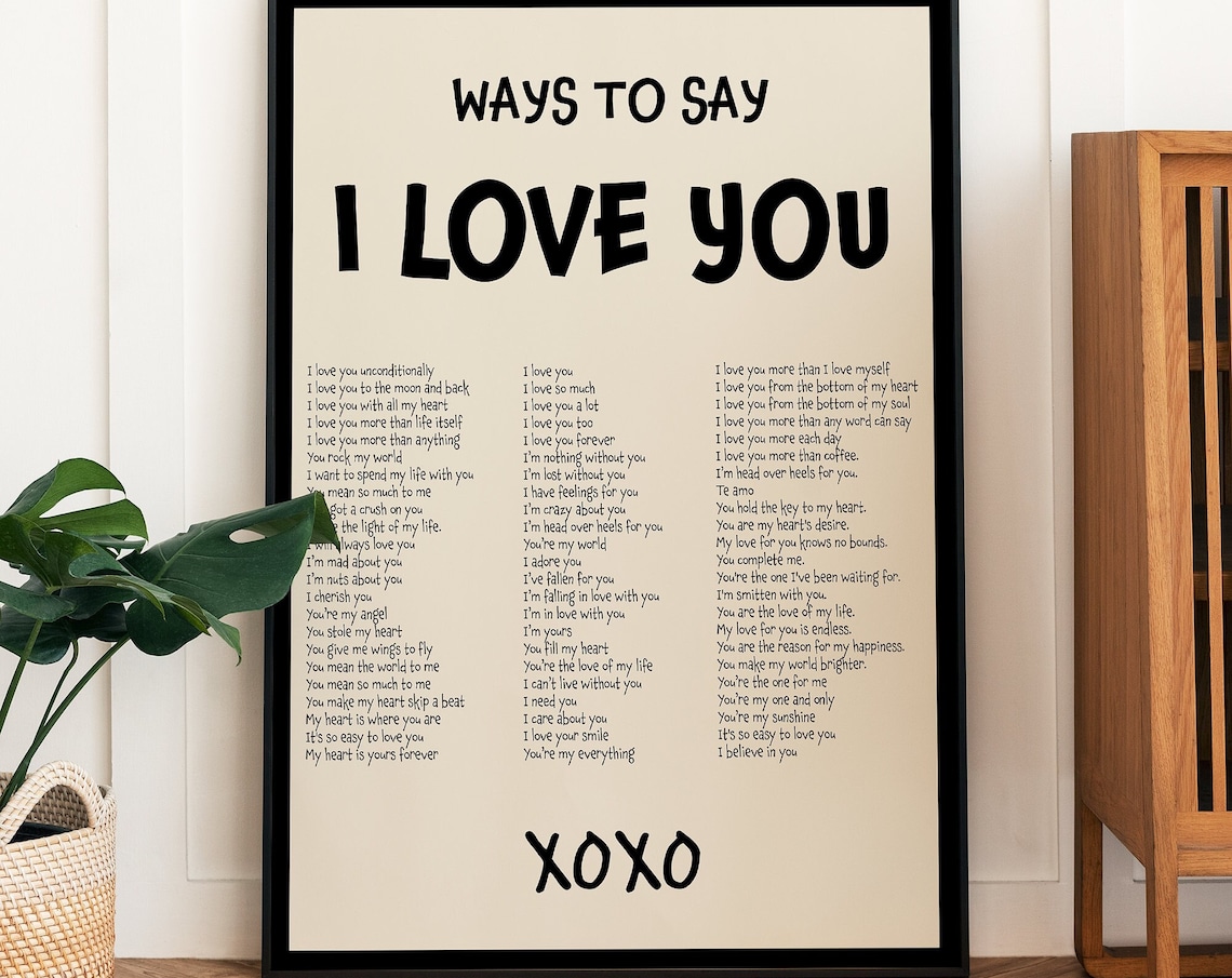 I Love You Typography, Retro Boho Decor