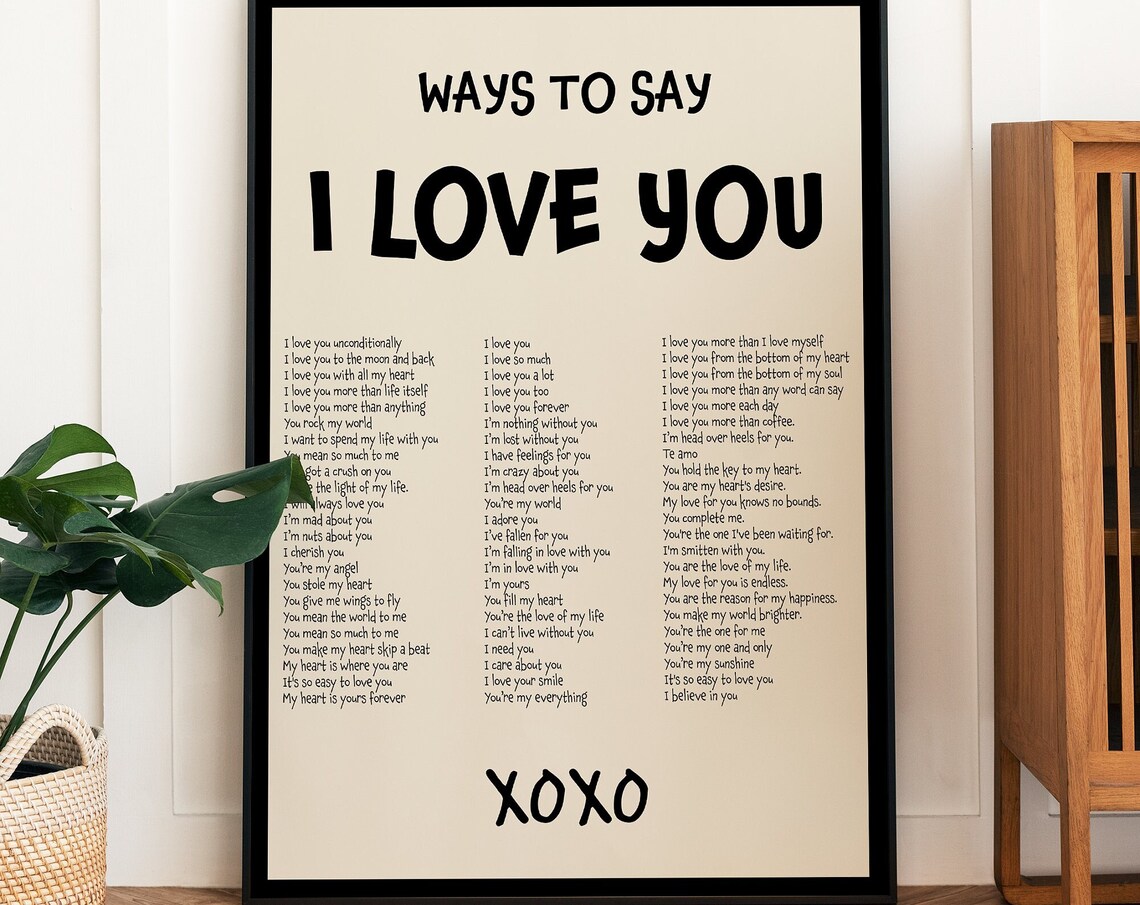 I Love You Typography, Retro Boho Wall Decor