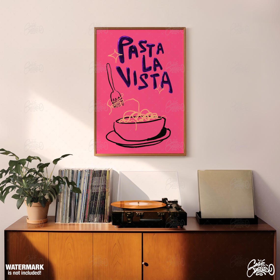 Pasta La Vista Pink Purple Pasta Bowl Kitchen Poster For Walls - Image 2