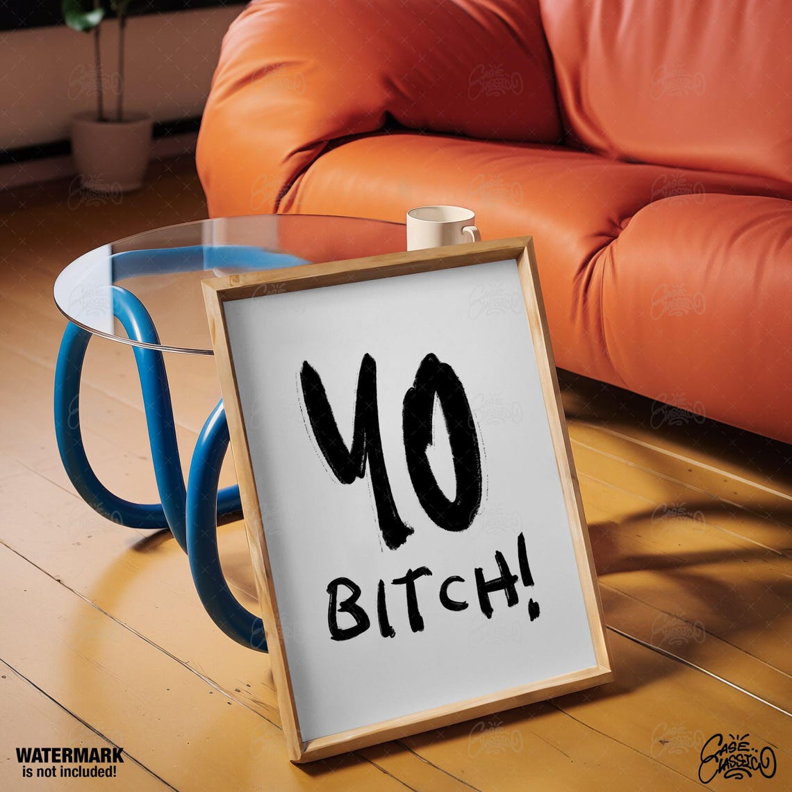 Yo Bitch Huge Black Brush Strokes Raw Humor Wall Art for Bold Bedrooms