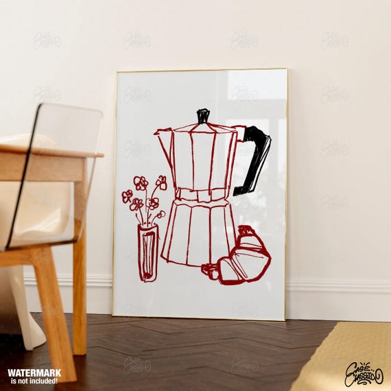 Cafe Print Kitchen Wall Art Croissant Print Coffee Poster Kitchen Prints Cafe Wall Art Cafe Sign Fine Art Prints Minimalist Wall Art