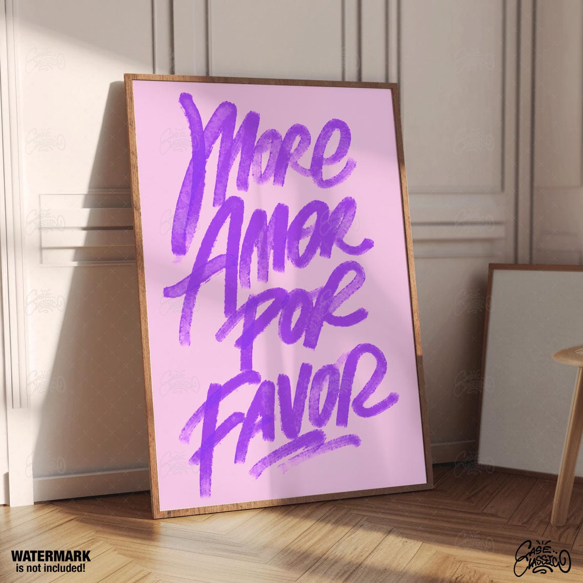 More Amor Por Favor Purple Brush Script Girly Pink Quote Poster - Image 4