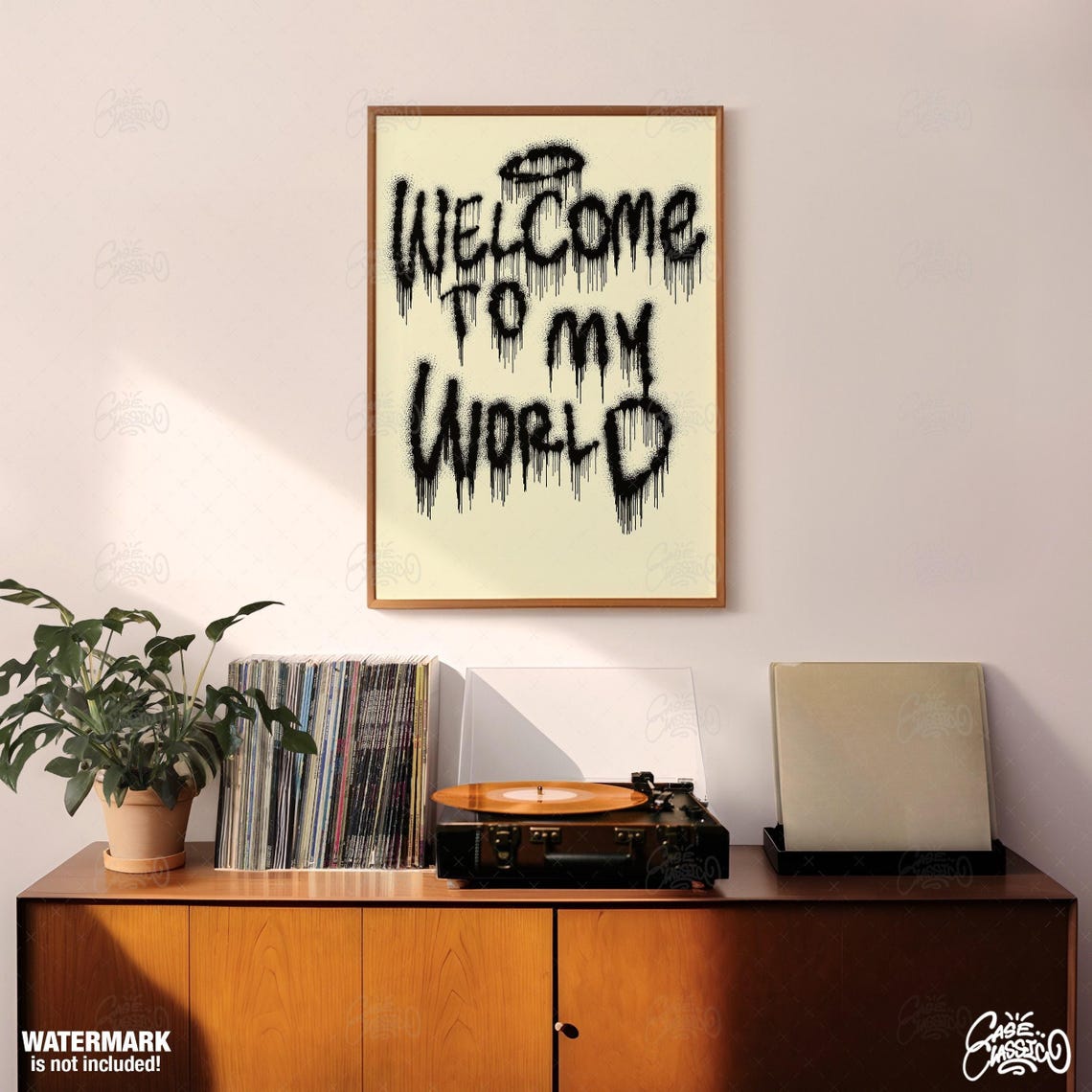 Welcome To My World Graffiti Drip Poster in Black Spray Style - Image 2