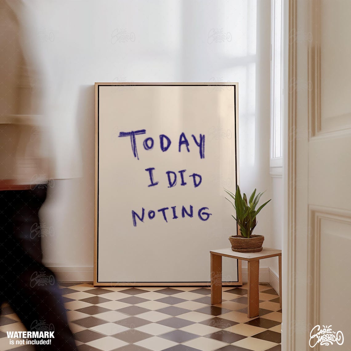 Today I Did Noting Handwritten Lazy Day Funny Quote Poster Art - Image 3