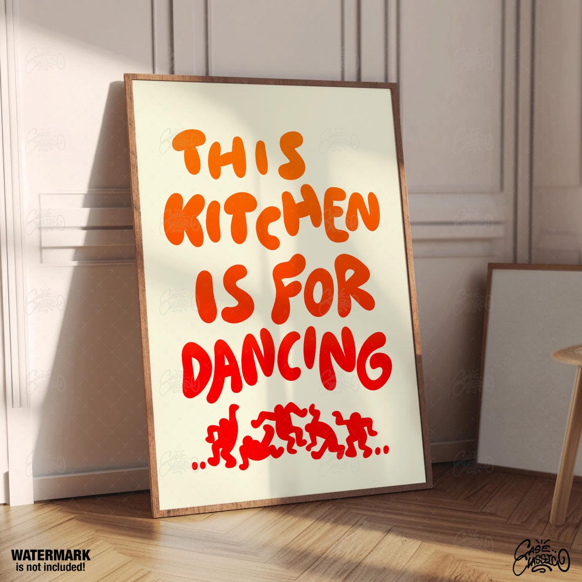 This Kitchen Is For Dancing Orange Retro Lettering Kitchen Poster - Image 2