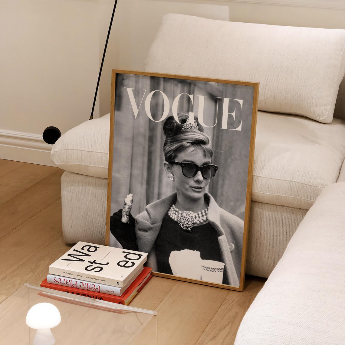 Audrey Hepburn Sunglasses and Pearls Vintage Vogue Photo Poster - Image 4