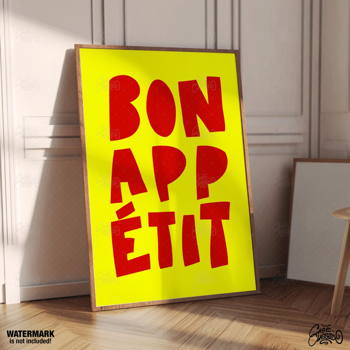 Bon Appetit Bold Red French Kitchen Quote Typography Wall Poster - Image 2