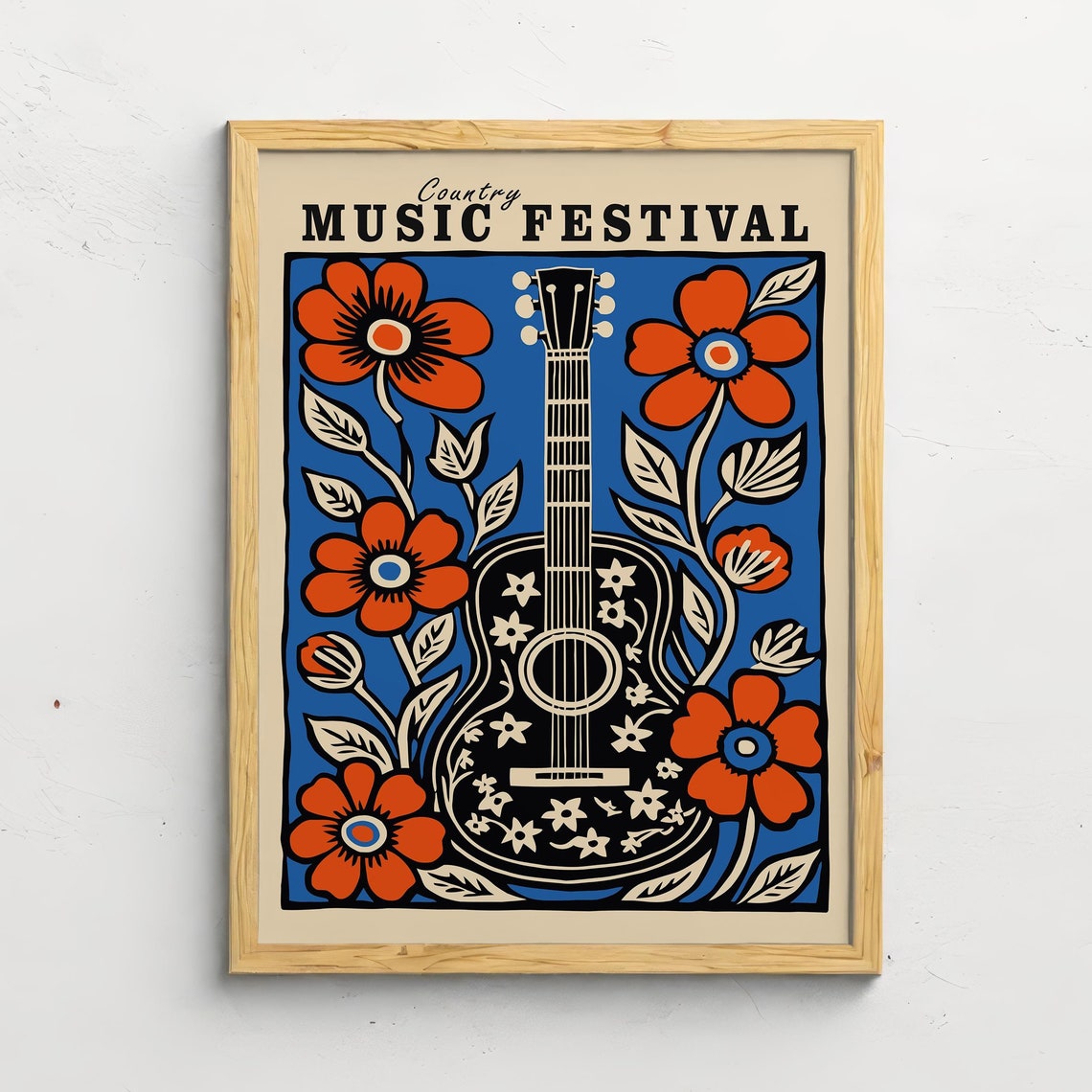 Country Music Poster Vintage Music Poster Western Wall Art Nashville Floral Poster Farmhouse Decor Country Music Fan Cowboy Wall Art