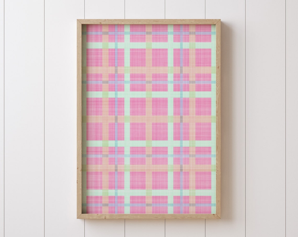 Pastel Pink Mint Plaid Pattern Poster Spring Easter Decor Art - Image 4