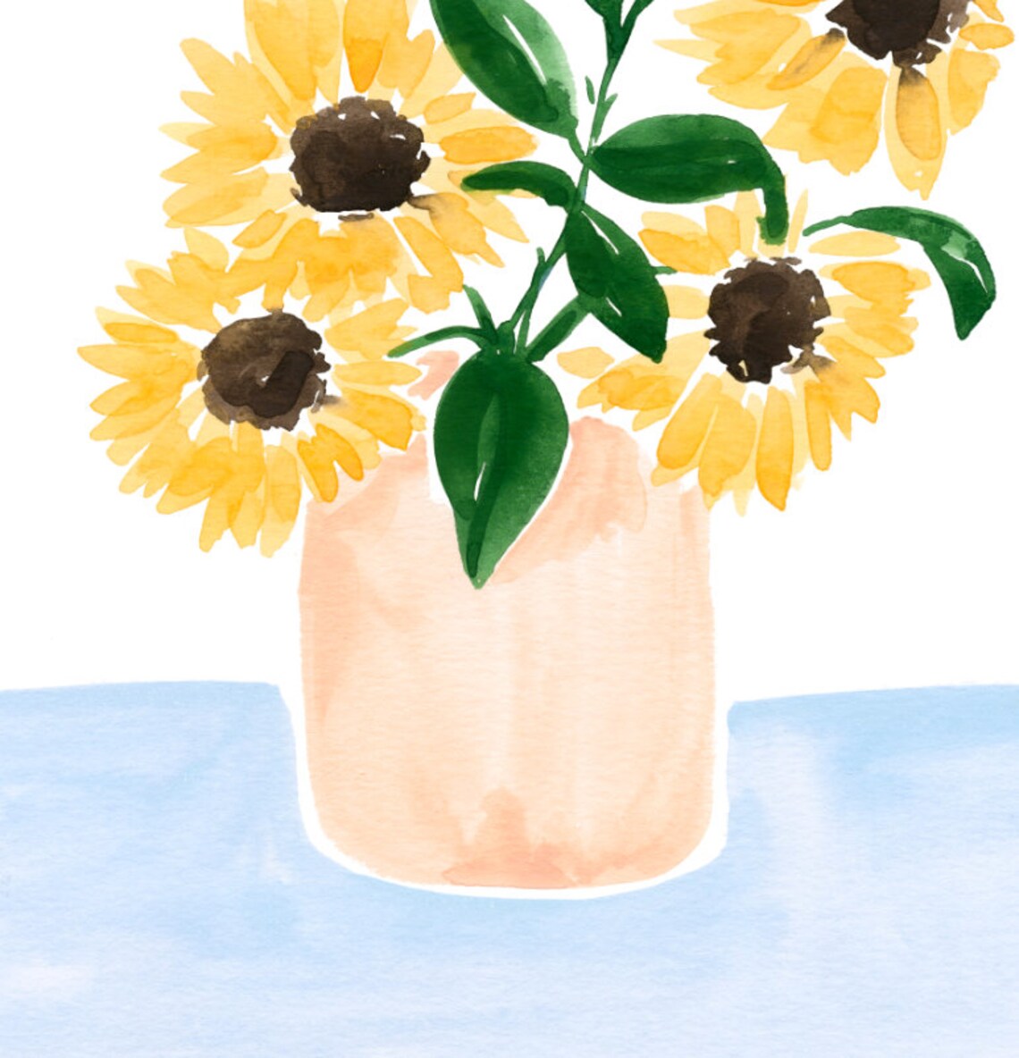 Sunflowers in a Vase, Gouache Floral Art Print - Image 2
