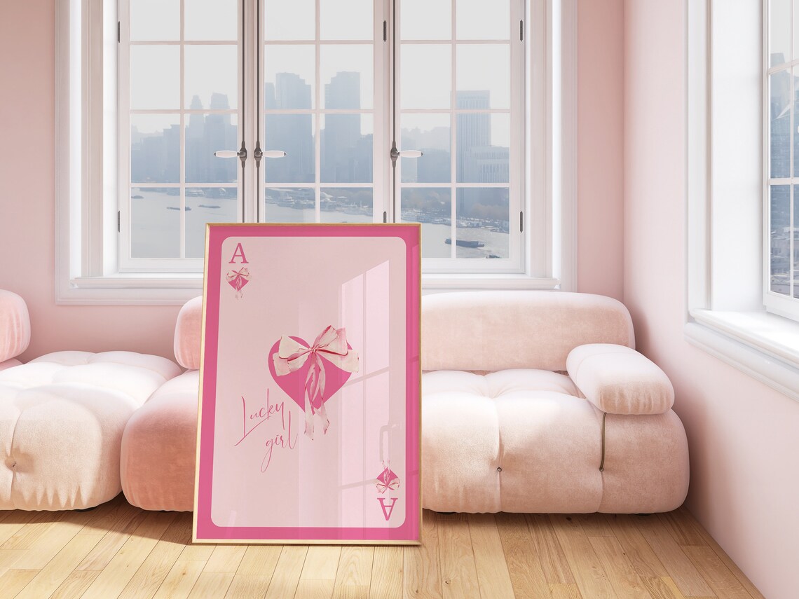 Ace Of Hearts Pink Coquette Lucky Girl Playing Card Wall Art - Image 2