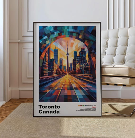 Toronto Canada Mid Century Modern Architecture Art Print Retro Minimalist City Poster With Geometric Design Bold Mid Century Poster