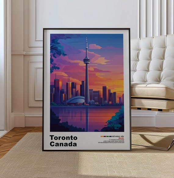 Toronto Canada Mid Century Modern Architecture Art Print Retro Minimalist City Poster With Geometric Design Bold Mid Century Poster