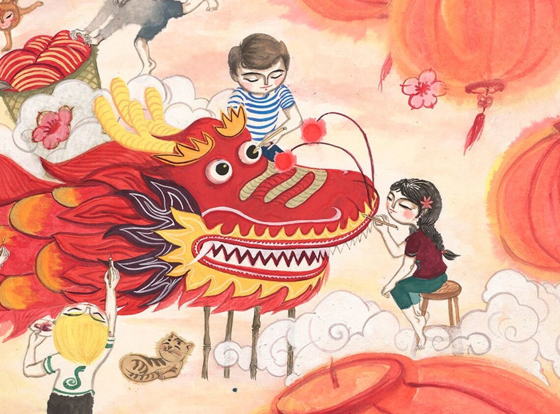 Year Of Dragon Chinese Style Art Print, Nursery Decor - Image 4