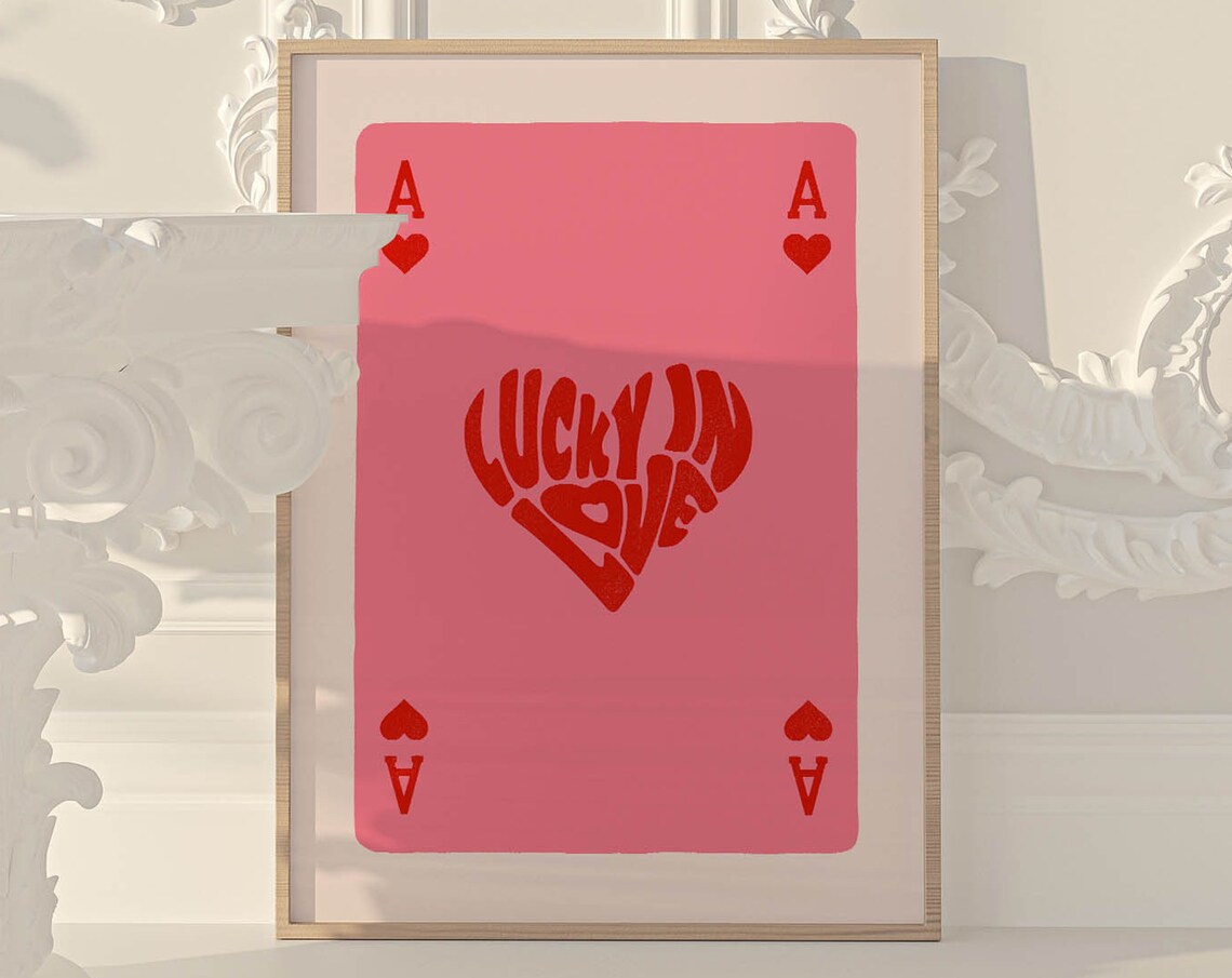 Ace Of Hearts Valentine's Day Art Print, Pink Decor