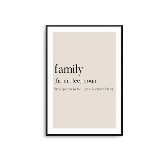 Family Definition Noun Meaning Serif Typography Beige Quote Poster