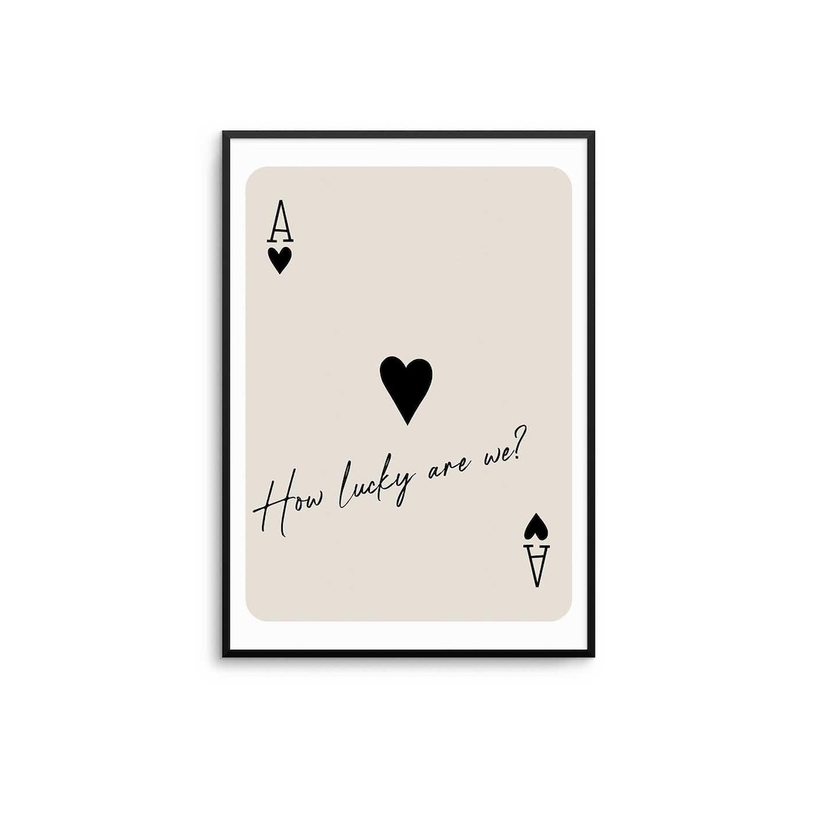 Ace Of Hearts Beige Playing Card Art Print