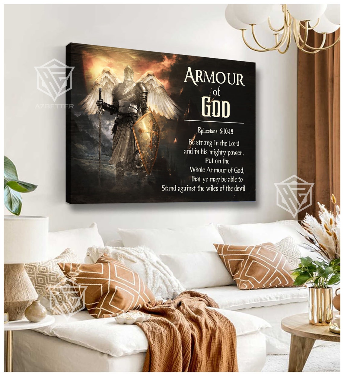 Armour of God Ephesians 6 Winged Warrior Knight Scripture Poster - Image 2