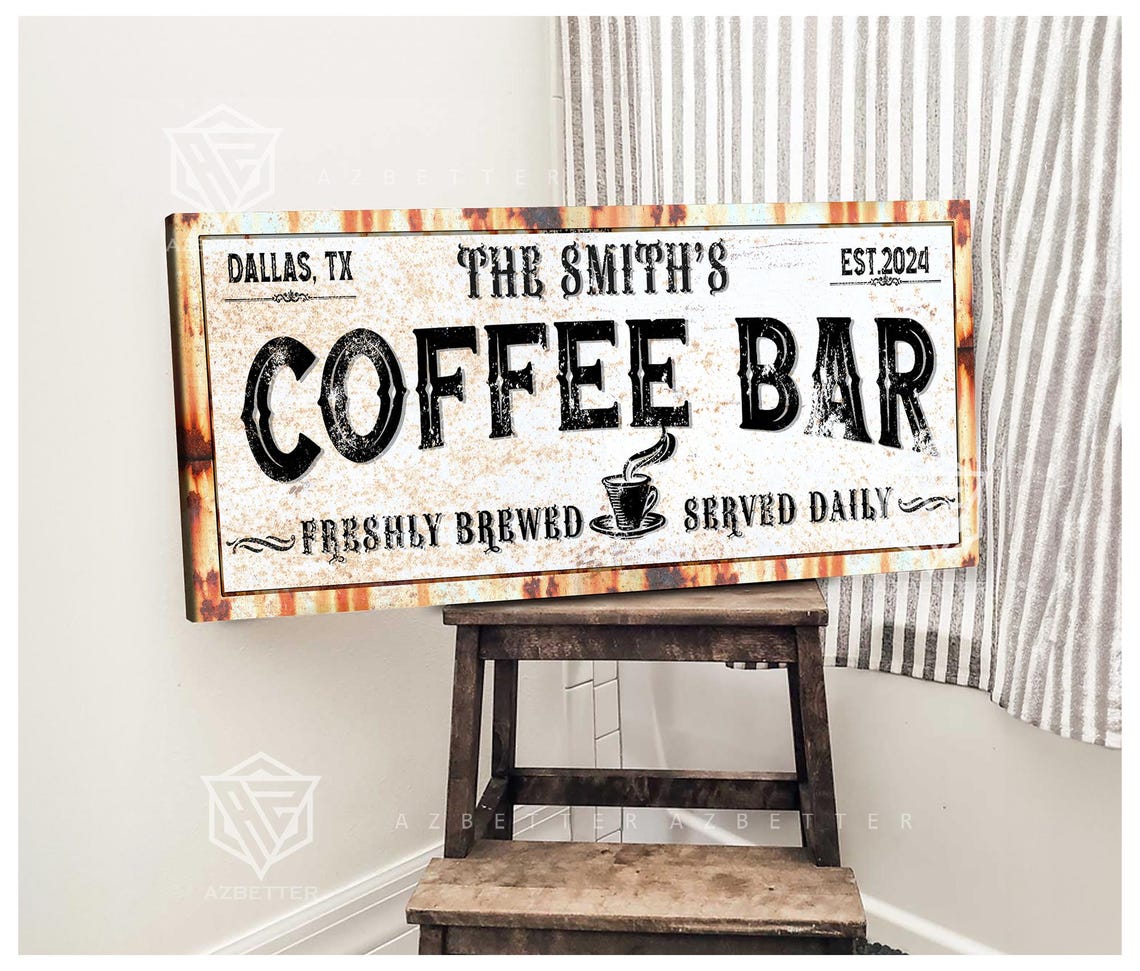 The Smith's Coffee Bar Rustic Metal Dallas TX Kitchen Sign Poster - Image 4