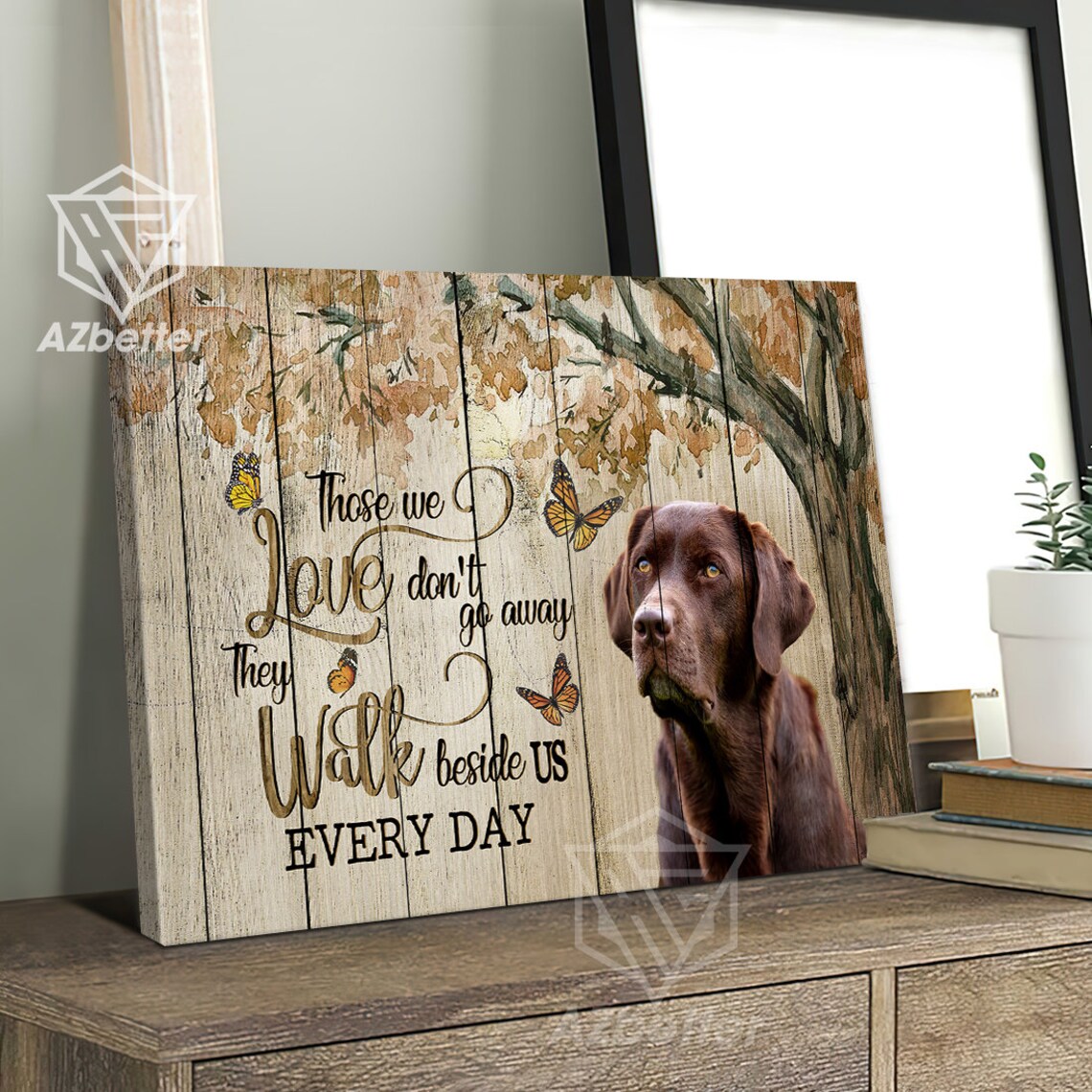Chocolate Labrador with Monarch Butterflies Memorial Quote Poster - Image 4