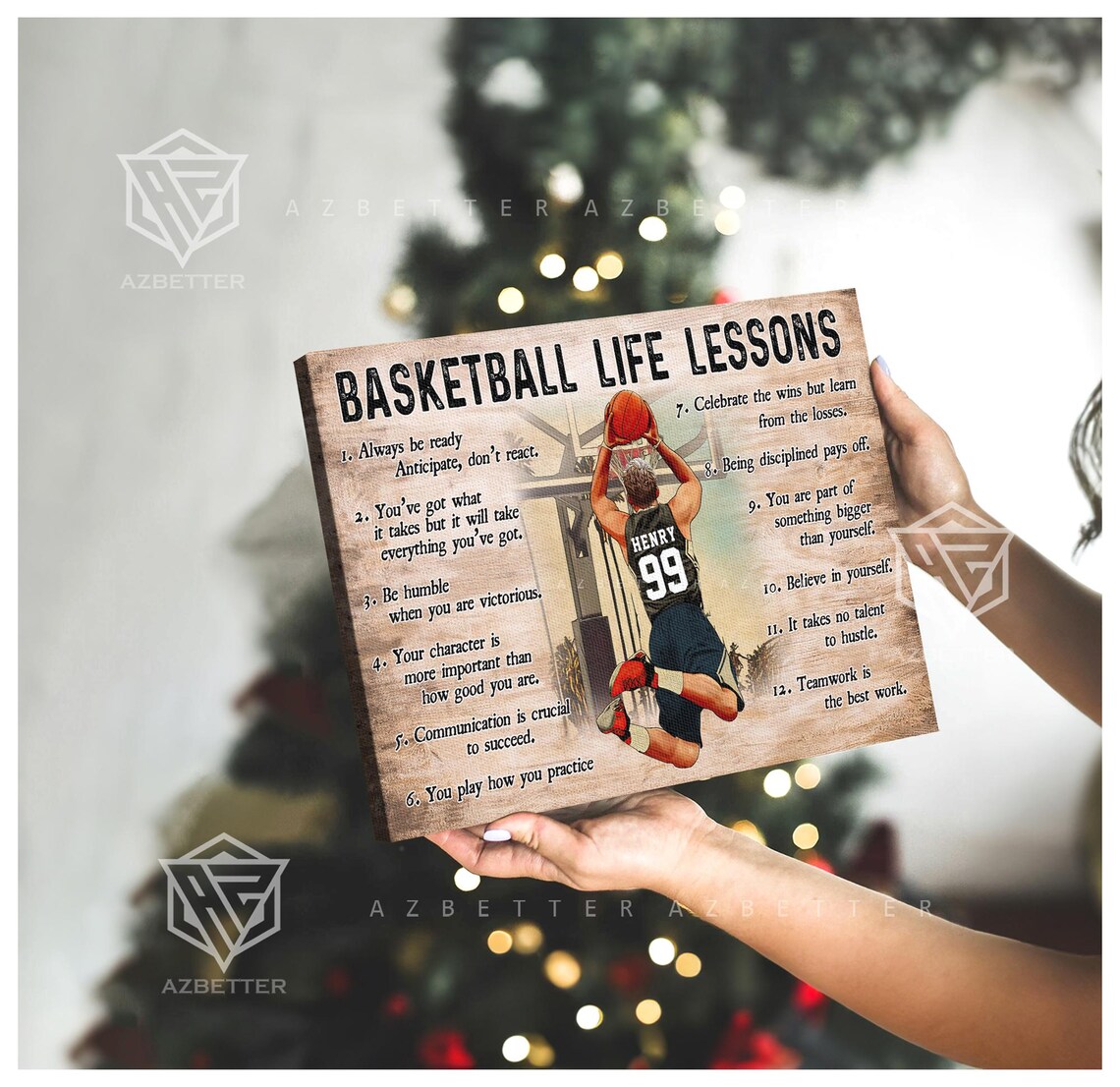 Basketball Life Lessons 12 Lessons Dunk Player Motivational Poster - Image 4