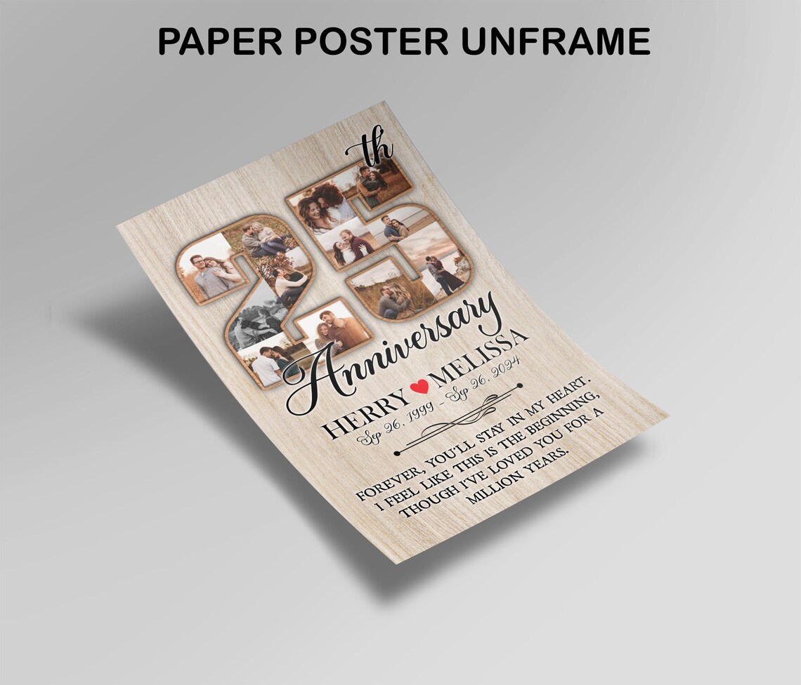 25th Anniversary Forever Stay In My Heart Photo Collage Poster - Image 3