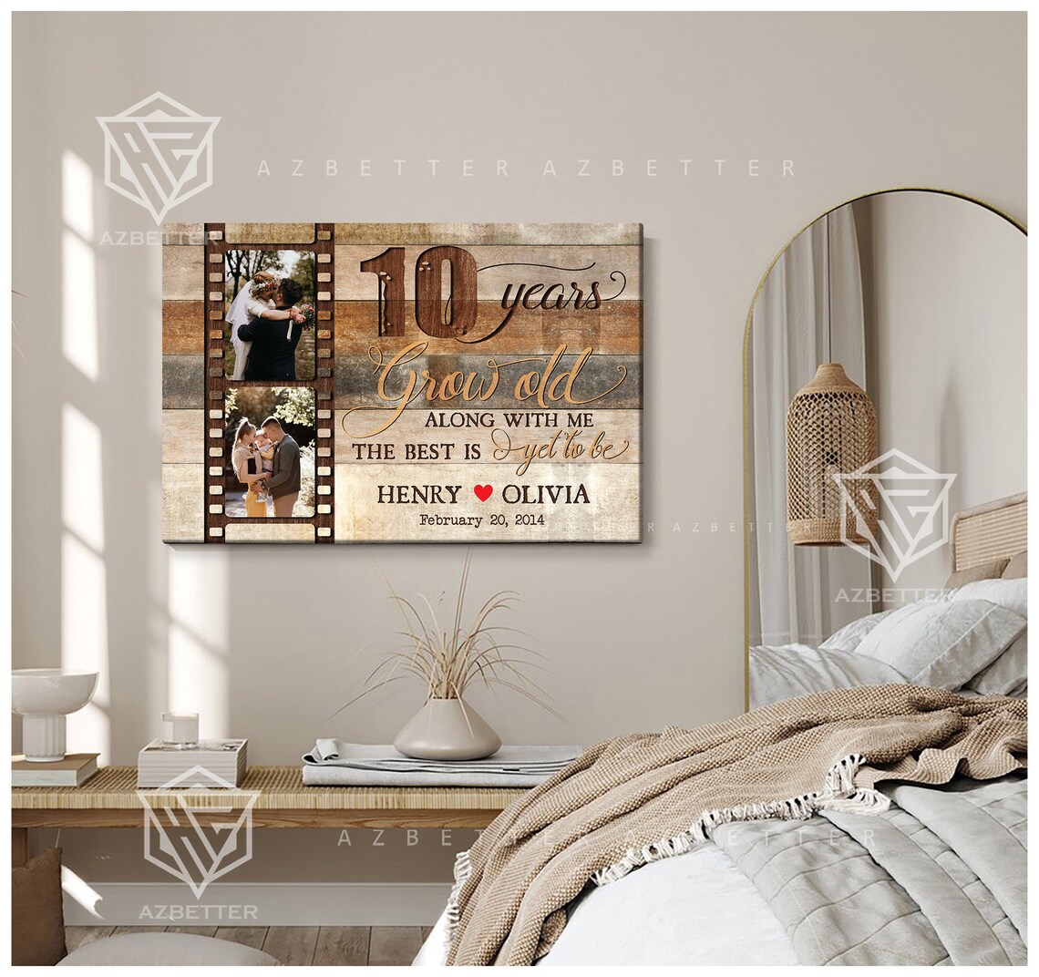10 Years Grow Old Along With Me Anniversary Photo Film Strip Poster - Image 5