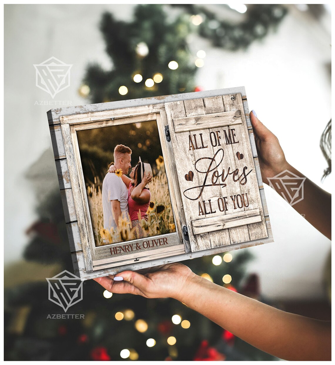 Personalized Couple Photo All of Me Loves All of You Rustic Poster - Image 4