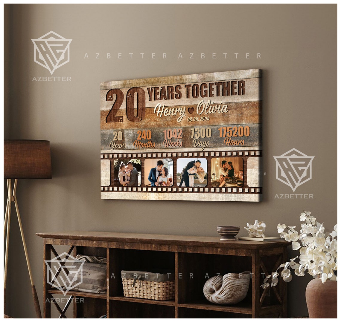 Personalized Anniversary 20 Years Together Wedding 20 Anniversary Wall Art Custom Couple Photo Collage - Image 5