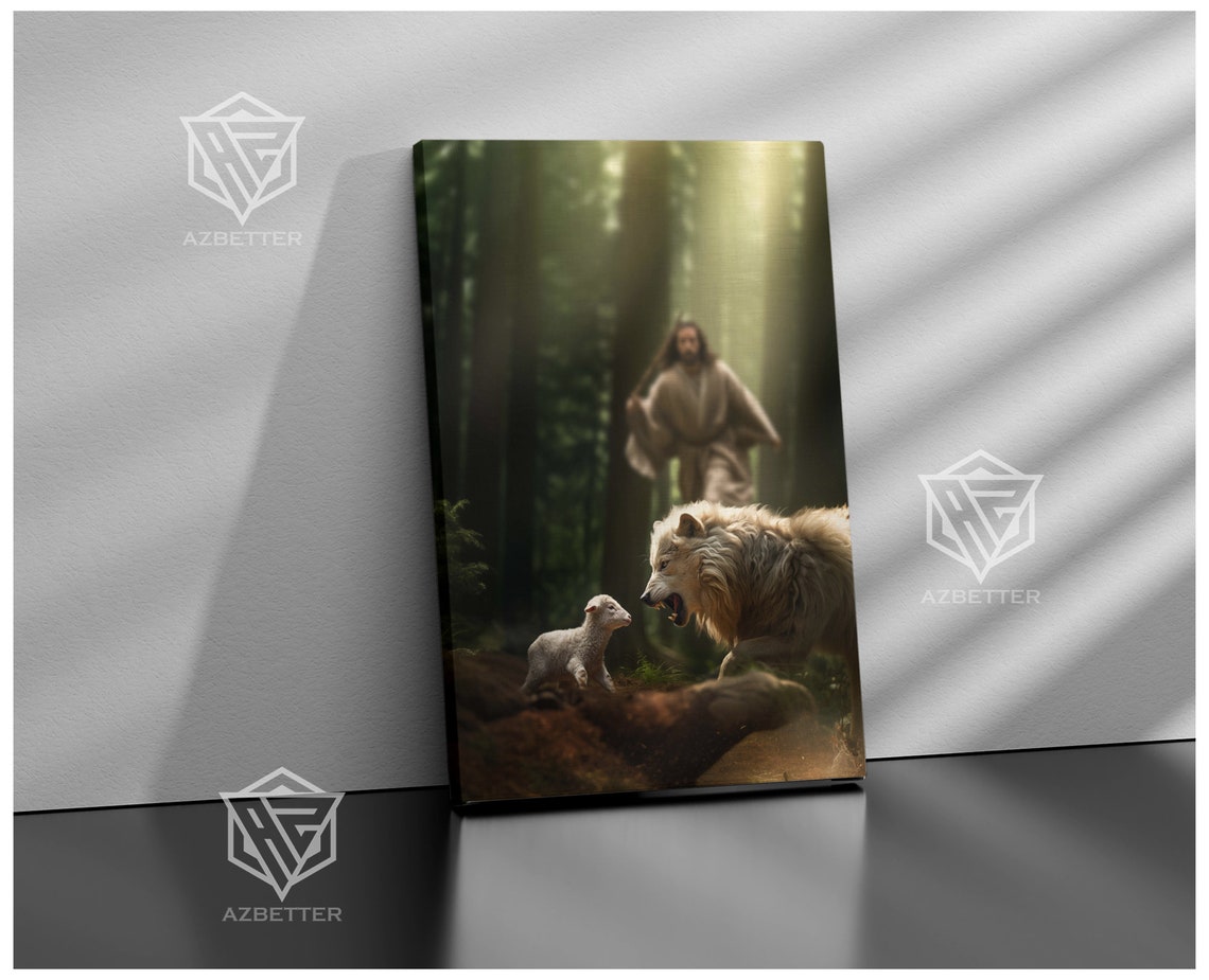 My Defender Jesus Protecting Lamb From the Wolf Forest Poster - Image 2
