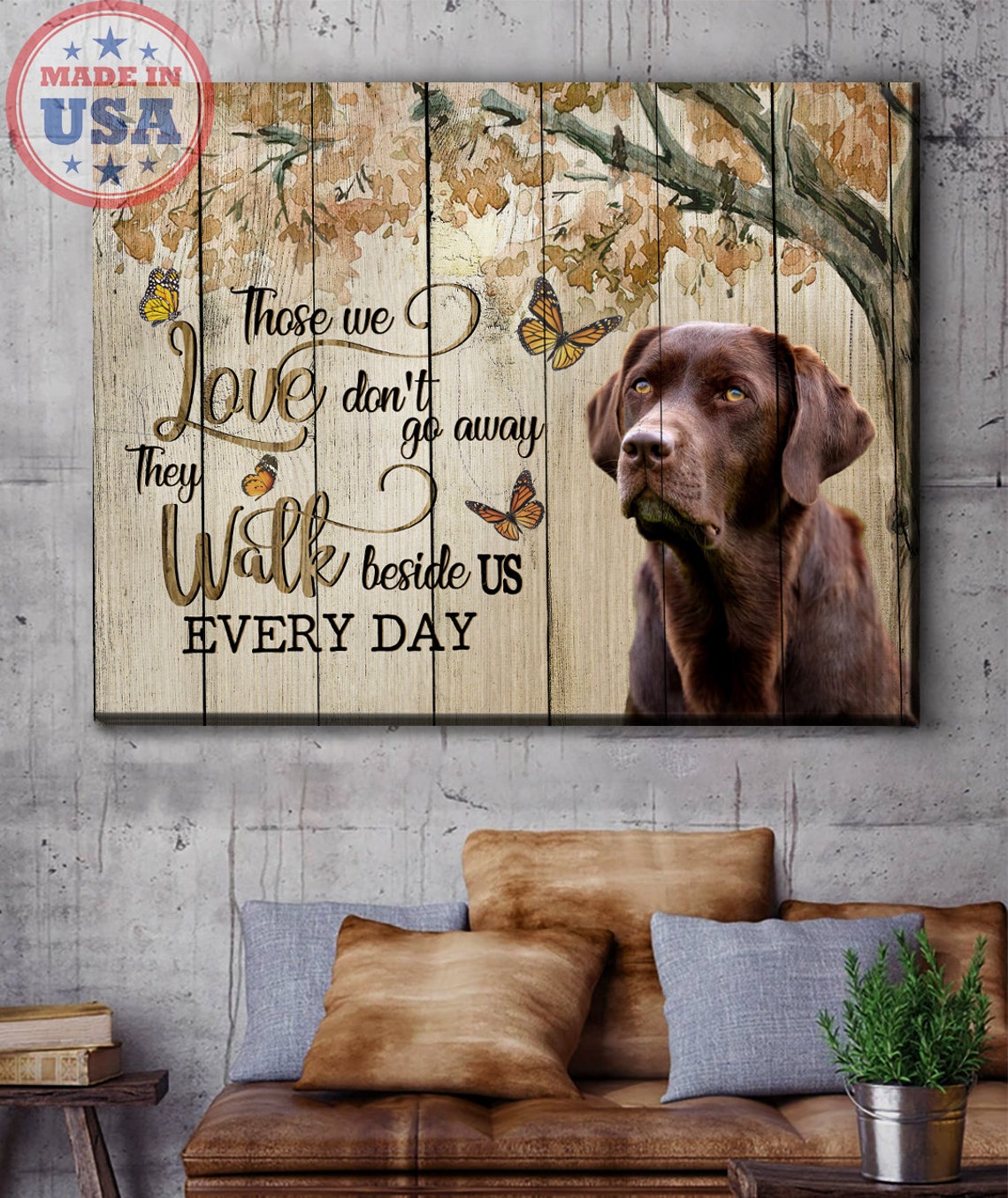 Chocolate Labrador with Monarch Butterflies Memorial Quote Poster - Image 5