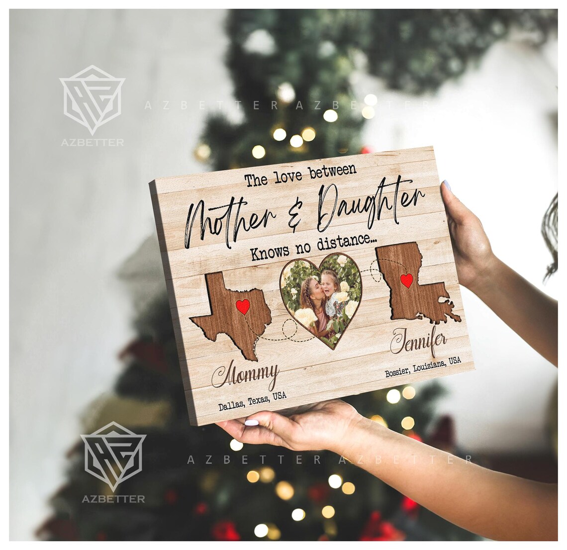 Personalized Mother Daughter Distance Map Art Print