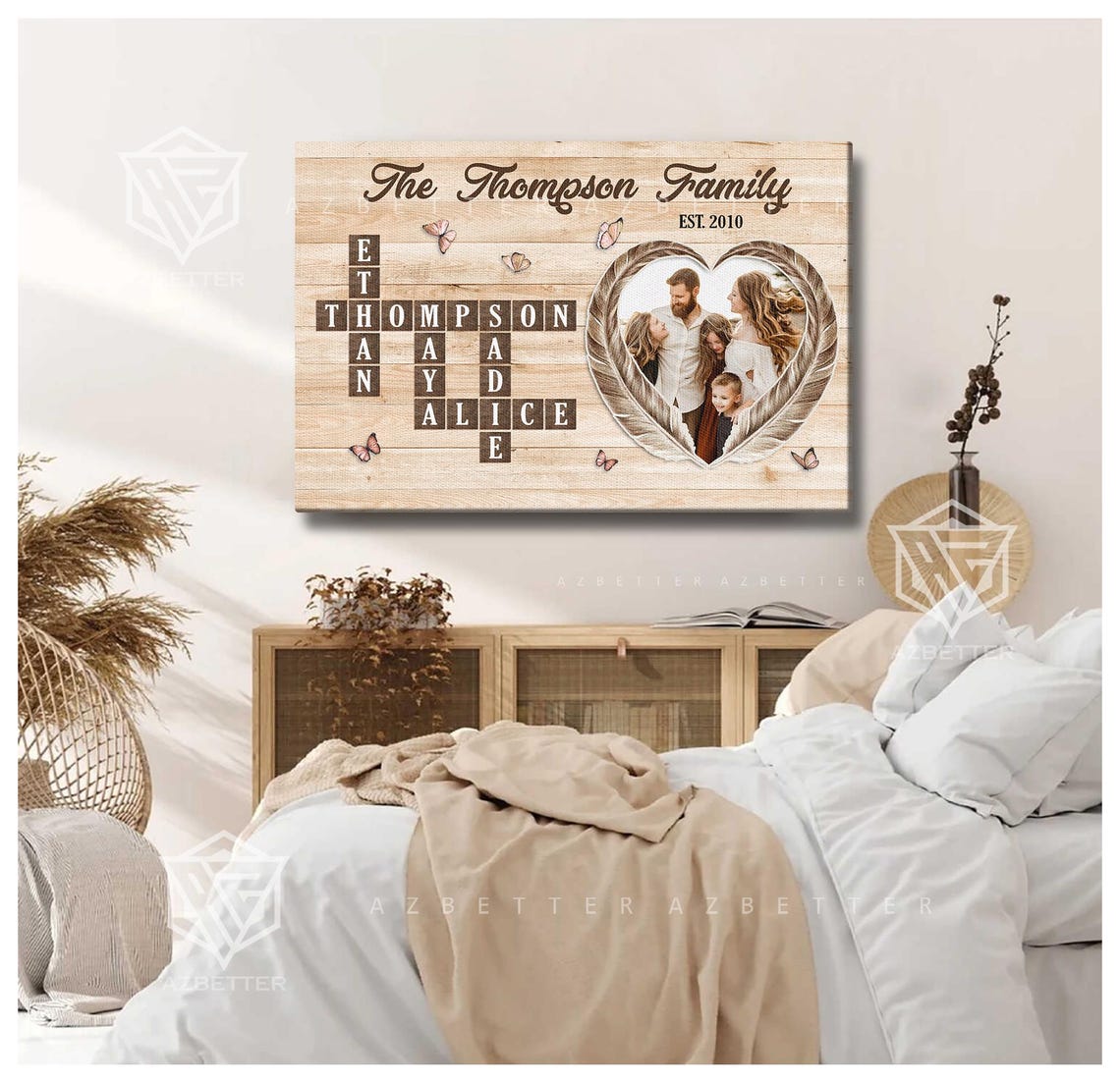 Thompson Family Crossword Puzzle Name Tiles Rustic Keepsake Poster - Image 4
