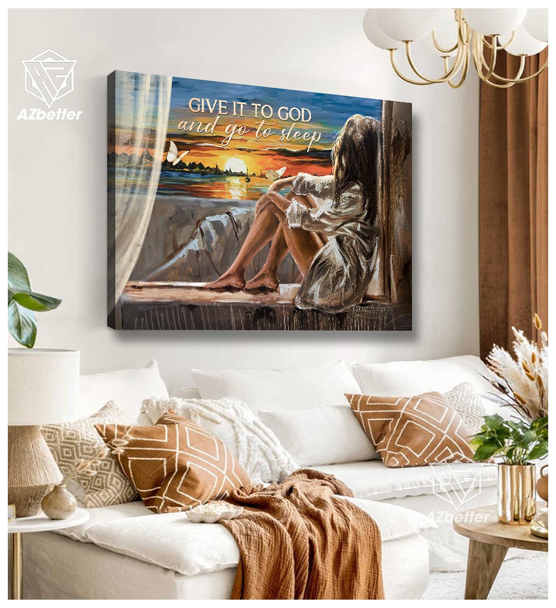 Give It To God And Go To Sleep Sunset Window Girl Canvas Poster - Image 5