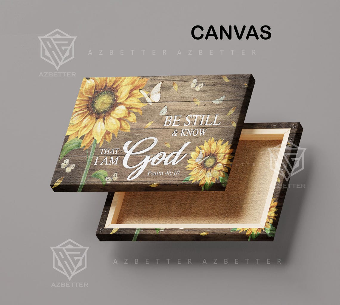 Sunflower Butterfly Be Still And Know I Am God Psalm Verse Poster - Image 3